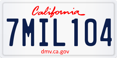CA license plate 7MIL104