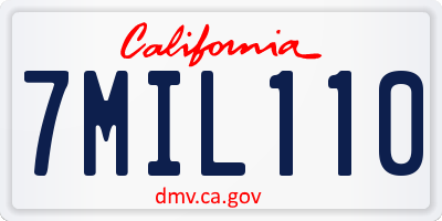 CA license plate 7MIL110