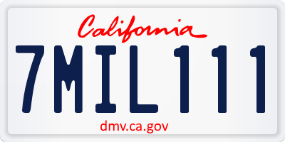 CA license plate 7MIL111