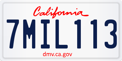 CA license plate 7MIL113