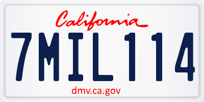 CA license plate 7MIL114
