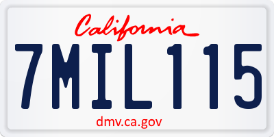 CA license plate 7MIL115