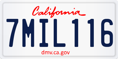 CA license plate 7MIL116