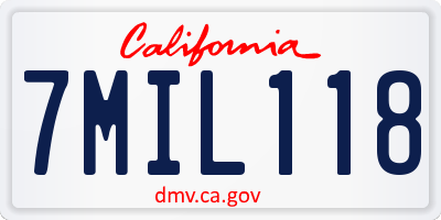 CA license plate 7MIL118