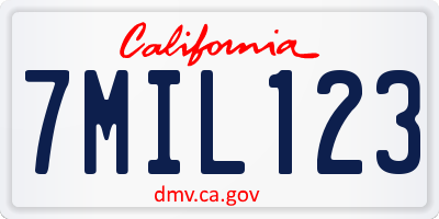 CA license plate 7MIL123
