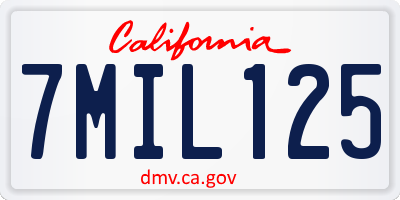 CA license plate 7MIL125