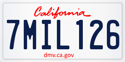 CA license plate 7MIL126
