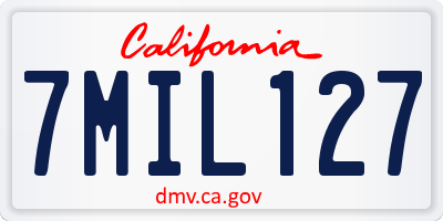 CA license plate 7MIL127
