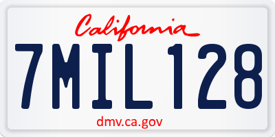 CA license plate 7MIL128