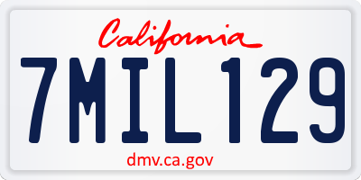CA license plate 7MIL129