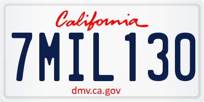 CA license plate 7MIL130