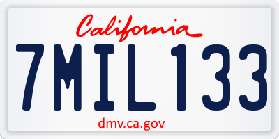 CA license plate 7MIL133