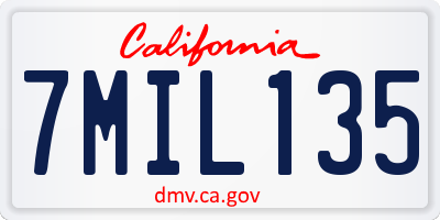 CA license plate 7MIL135