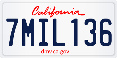 CA license plate 7MIL136