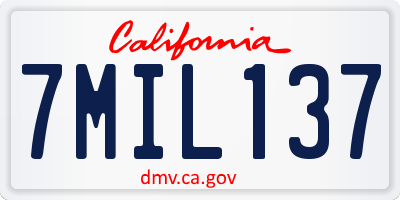 CA license plate 7MIL137