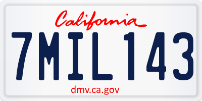 CA license plate 7MIL143
