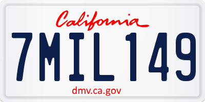 CA license plate 7MIL149