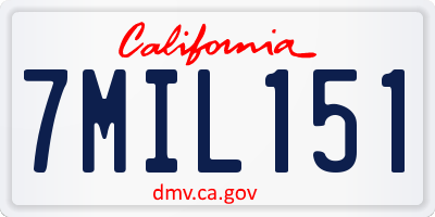CA license plate 7MIL151