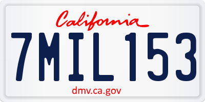 CA license plate 7MIL153