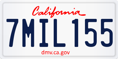 CA license plate 7MIL155