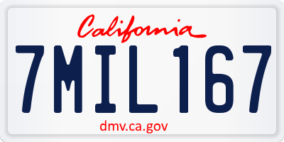 CA license plate 7MIL167