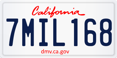 CA license plate 7MIL168