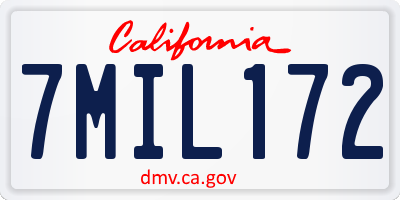 CA license plate 7MIL172
