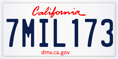 CA license plate 7MIL173