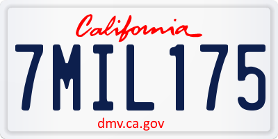 CA license plate 7MIL175
