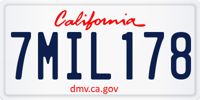 CA license plate 7MIL178