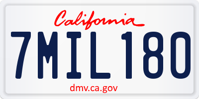 CA license plate 7MIL180