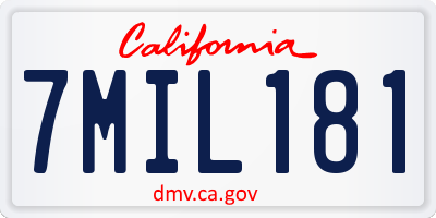 CA license plate 7MIL181
