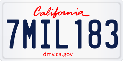 CA license plate 7MIL183