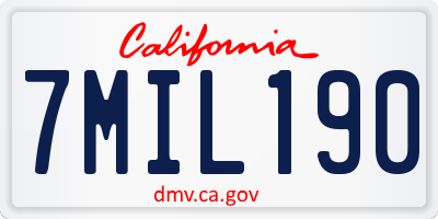 CA license plate 7MIL190