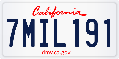 CA license plate 7MIL191