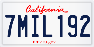 CA license plate 7MIL192