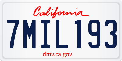 CA license plate 7MIL193