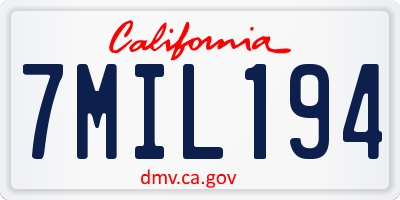 CA license plate 7MIL194