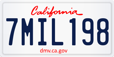 CA license plate 7MIL198