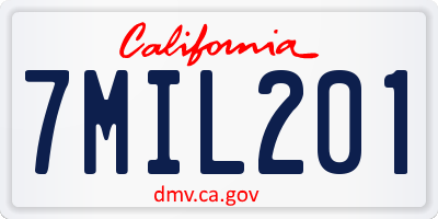 CA license plate 7MIL201