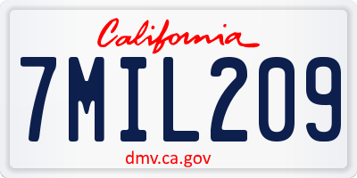 CA license plate 7MIL209