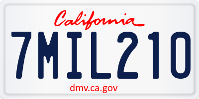 CA license plate 7MIL210