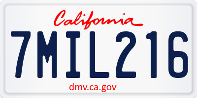 CA license plate 7MIL216