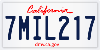 CA license plate 7MIL217