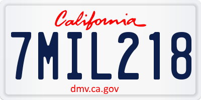 CA license plate 7MIL218