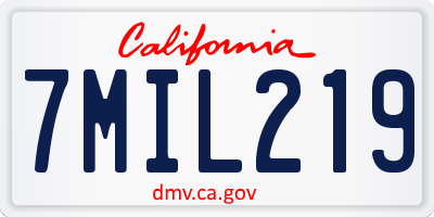 CA license plate 7MIL219