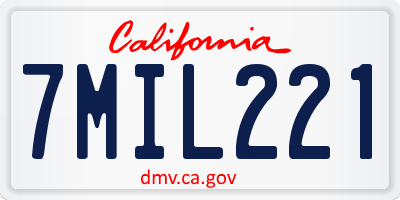 CA license plate 7MIL221