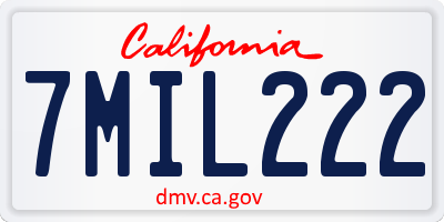 CA license plate 7MIL222