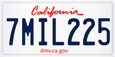 CA license plate 7MIL225