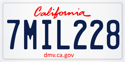 CA license plate 7MIL228